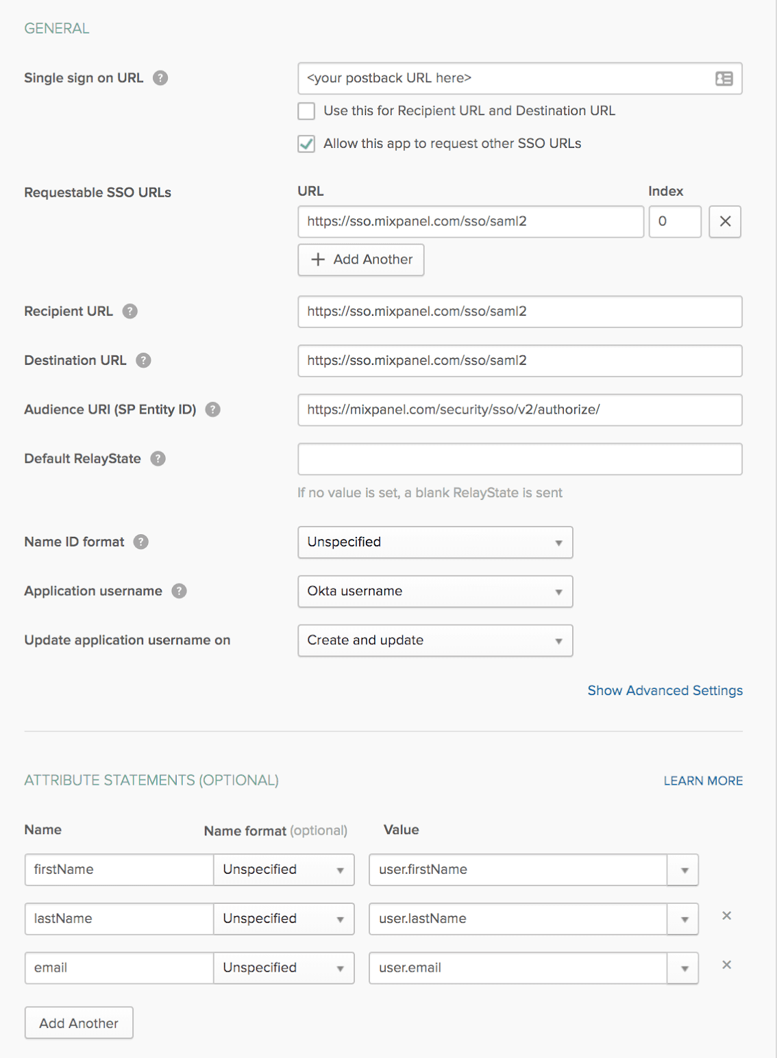 Okta Configure SAML 1 Image